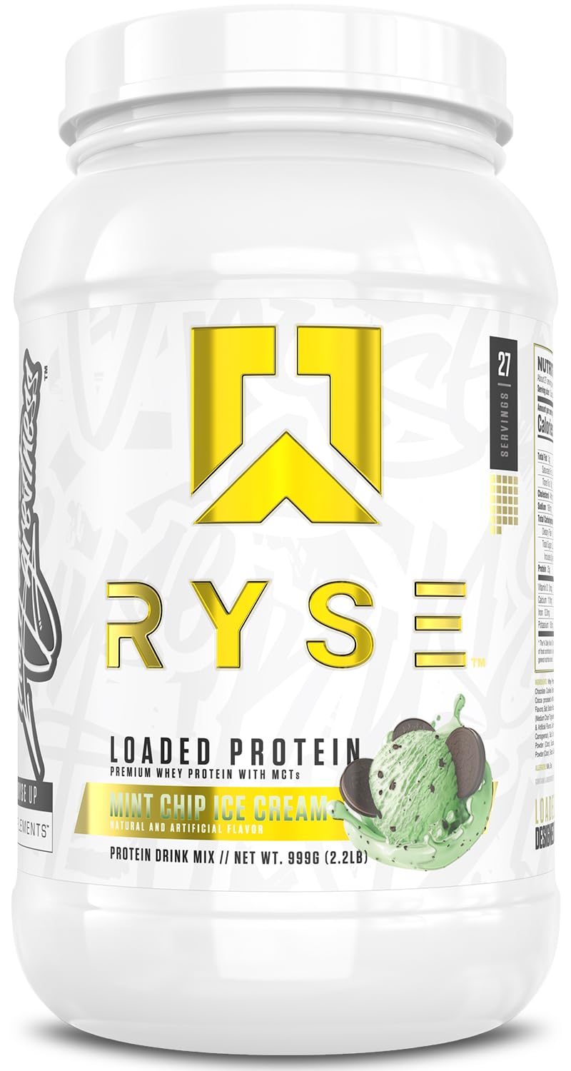 RYSE Up Supplements frasco frontal mostrando etiqueta y porciones claras