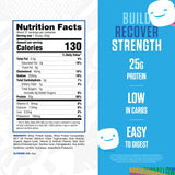 RYSE Up Supplements polvo textura de cerca con aspecto cremoso para mezclas suaves y sin grumos