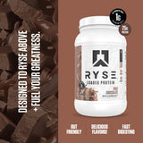 RYSE batido cremoso en vaso, sabor Chocolate con Leche y energía rápida