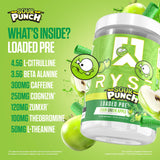 RYSE Up Supplements cuchara medidora con polvo listo y dosificación clara