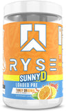 RYSE Up Supplements frasco frontal mostrando el diseño y sabor SunnyD Tangy