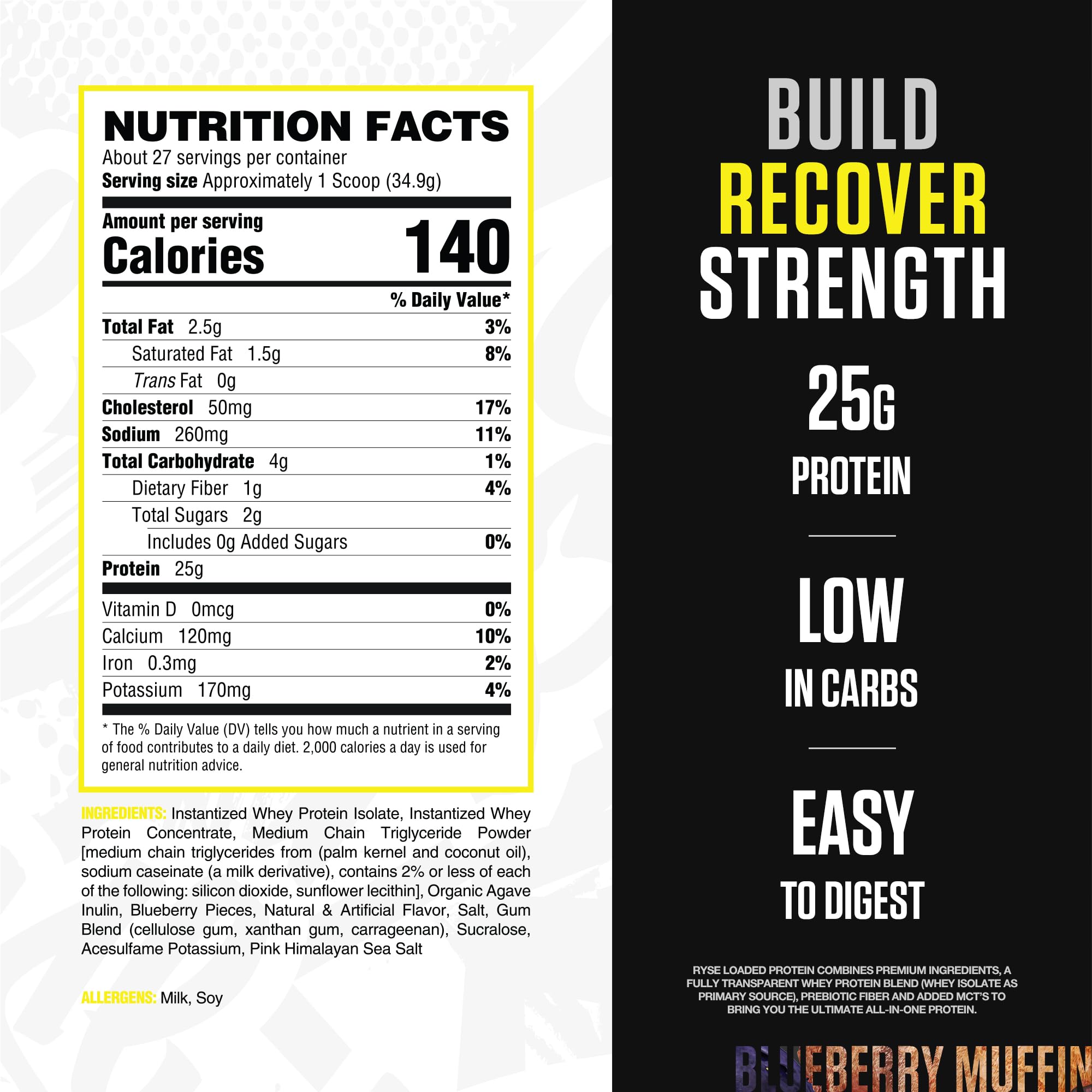 RYSE Up Supplements textura del polvo en primer plano fácil de mezclar