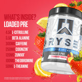 RYSE Up Supplements cuchara medidora junto al envase para referencia