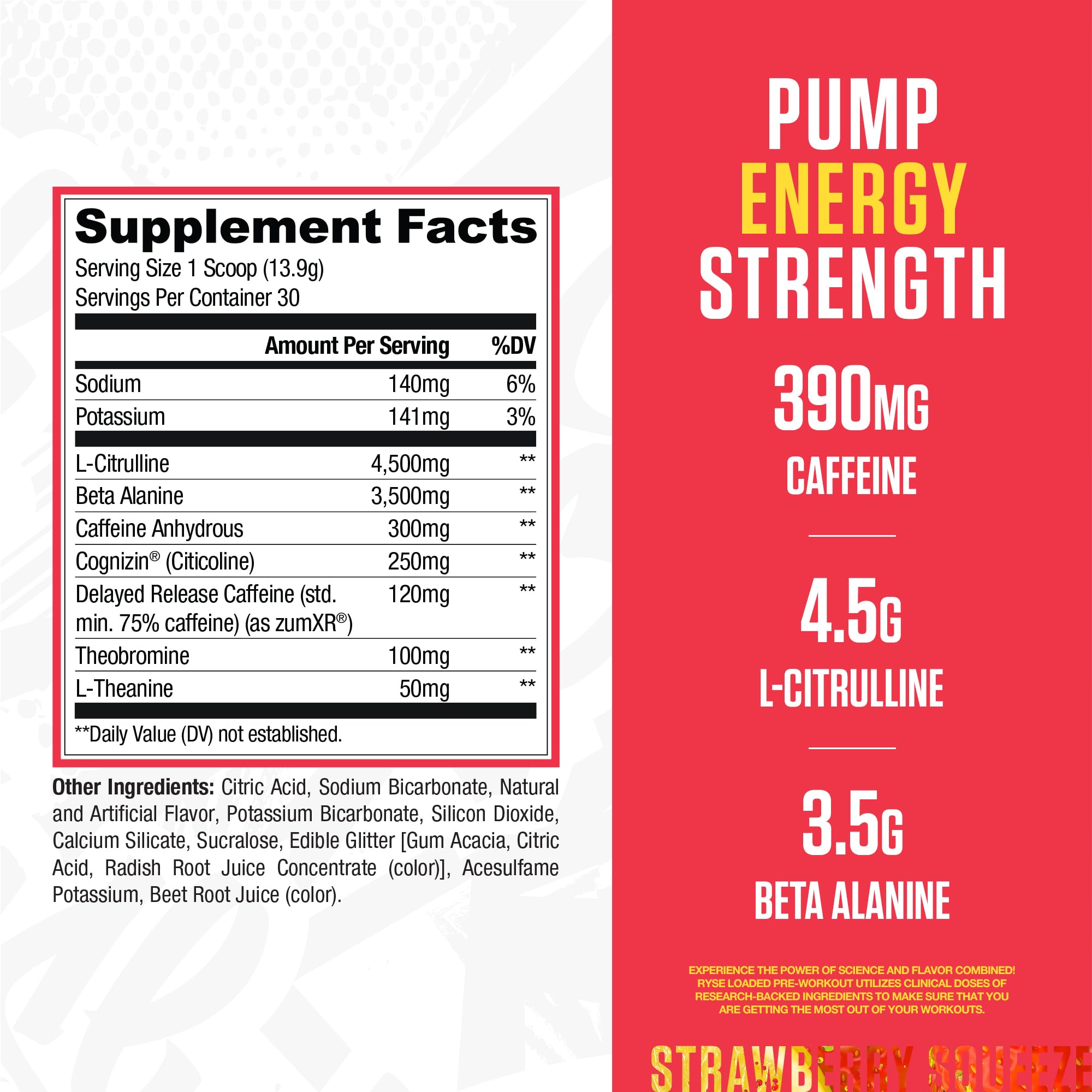 RYSE Up Supplements textura del polvo destacando disolución rápida