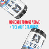 RYSE Up Supplements atleta en gimnasio bebiendo preentreno para impulso y enfoque
