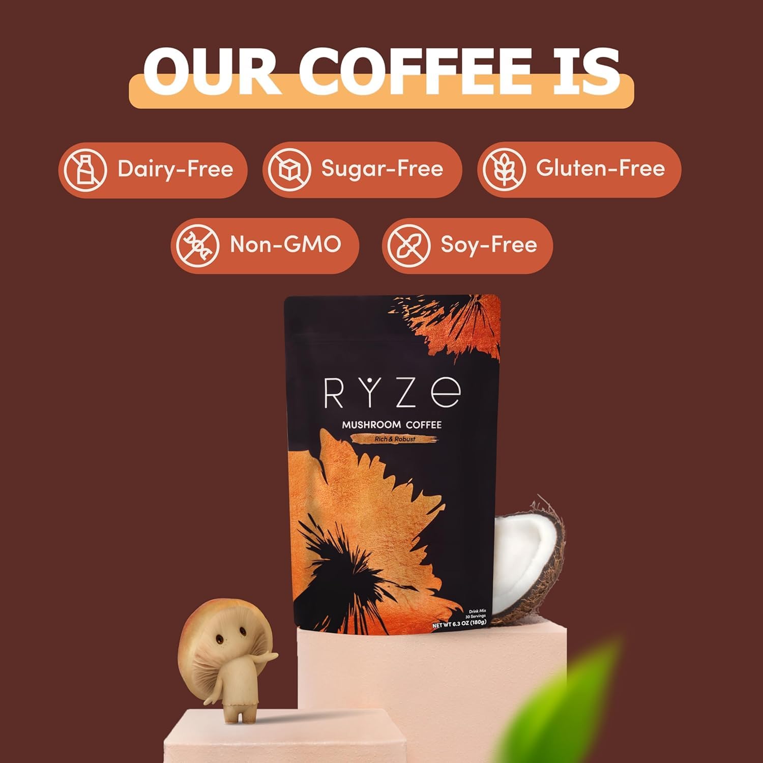 RYZE SUPERFOODS comparativa de tamaño para entender porciones del paquete
