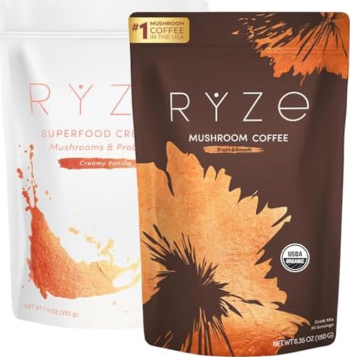 RYZE SUPERFOODS frente del paquete mostrando diseño y porciones