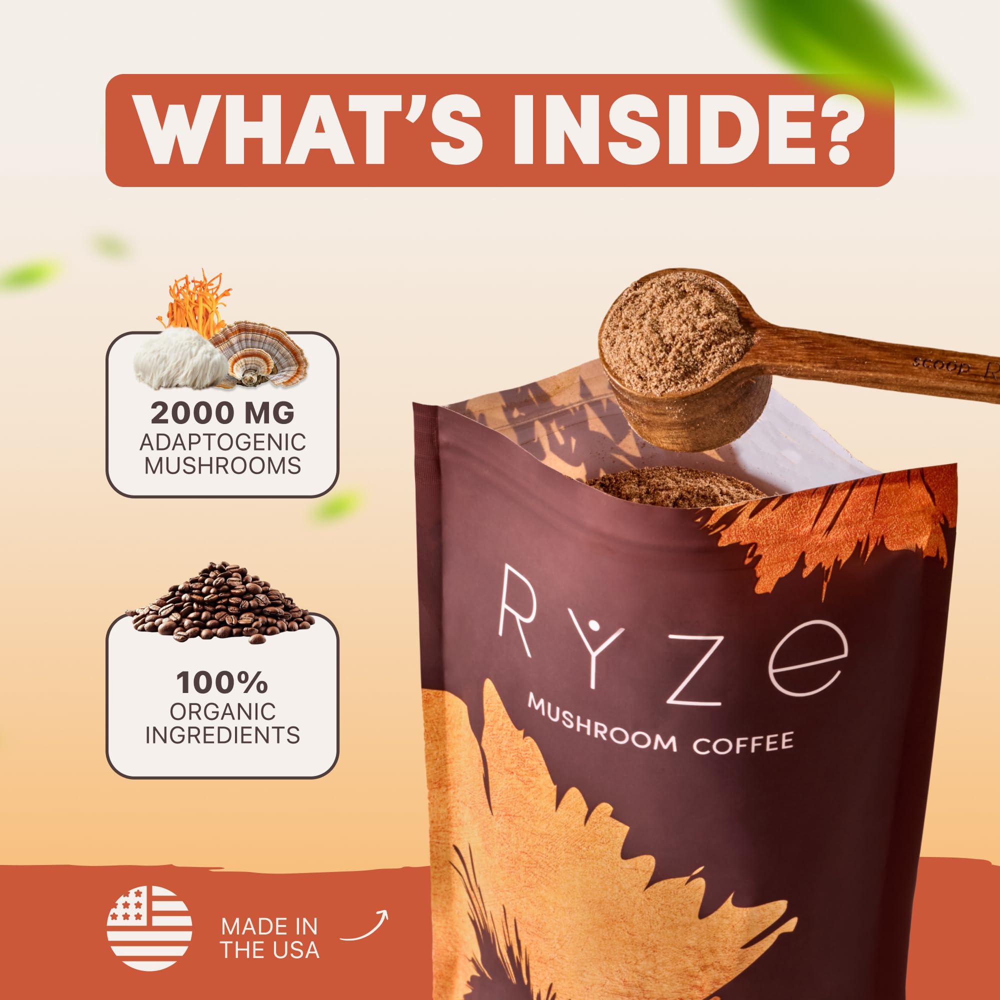 RYZE SUPERFOODS taza junto a laptop ideal para concentración diaria