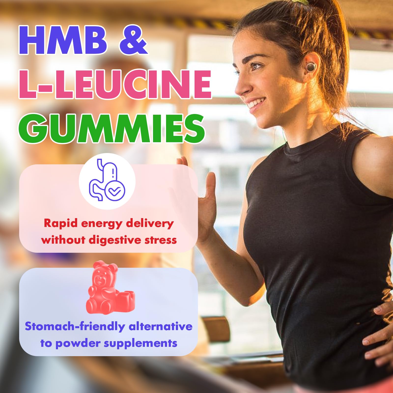 Saajoor entorno de gimnasio con gomitas, soporte nutricional para sesiones de ejercicio
