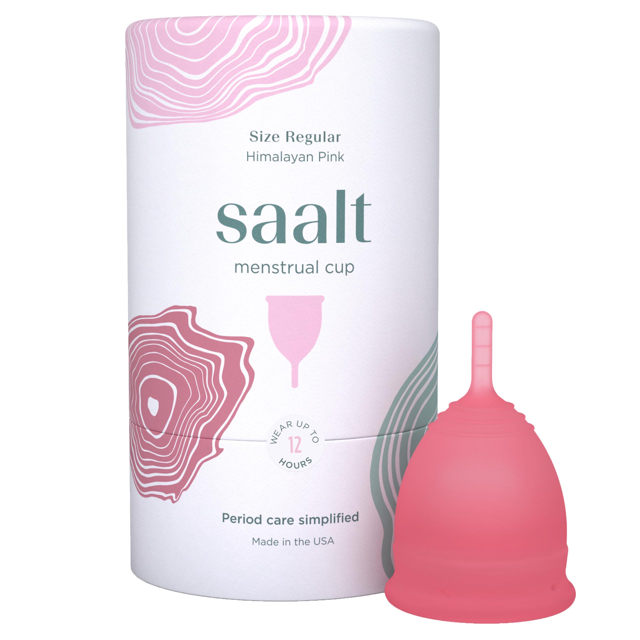 saalt etiqueta indicando silicona médica, libre de BPA y látex, para pieles sensibles