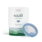 Saalt vista frontal del disco azul mostrando diseño y confianza
