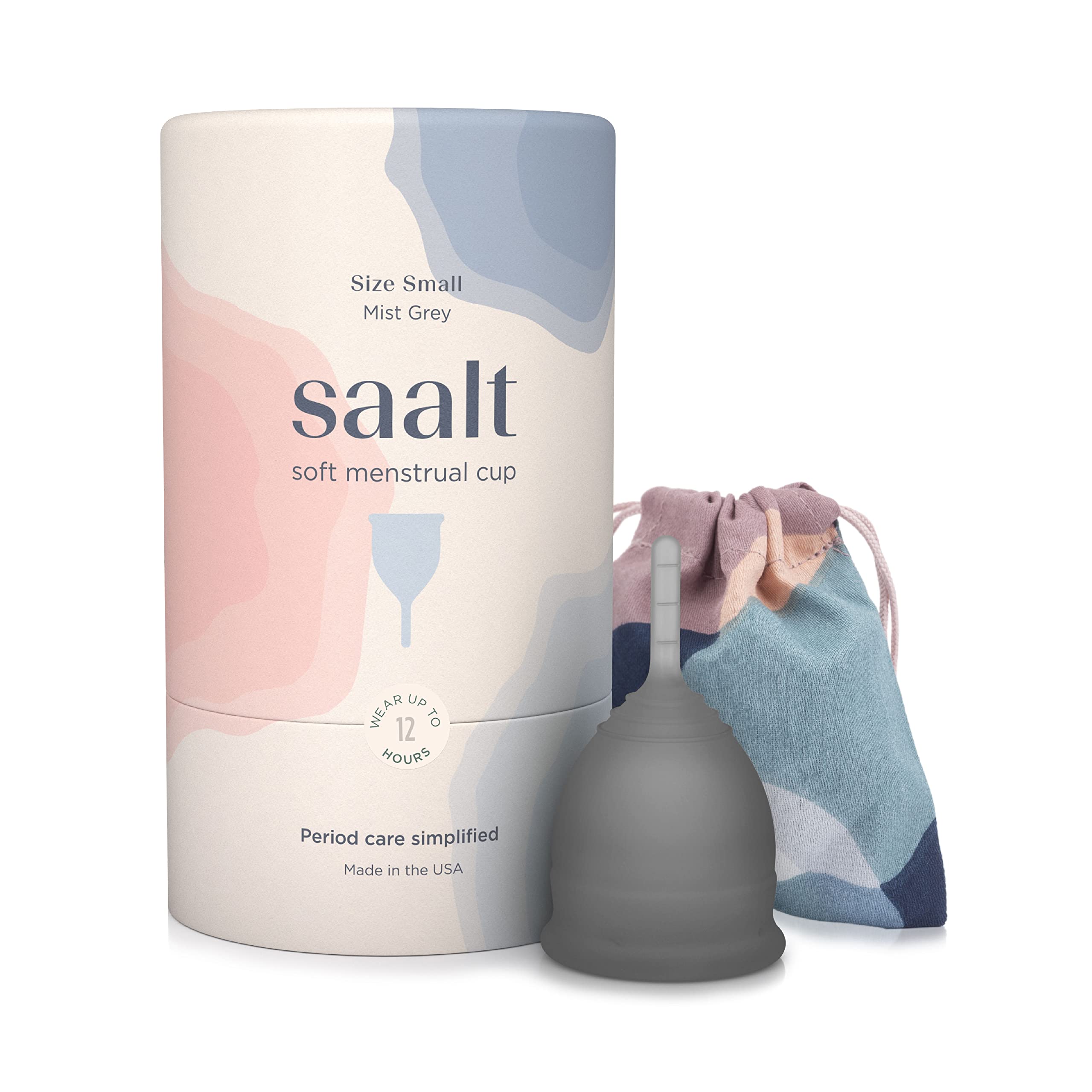 Saalt copa Soft vista frontal con funda, beneficio de transporte discreto