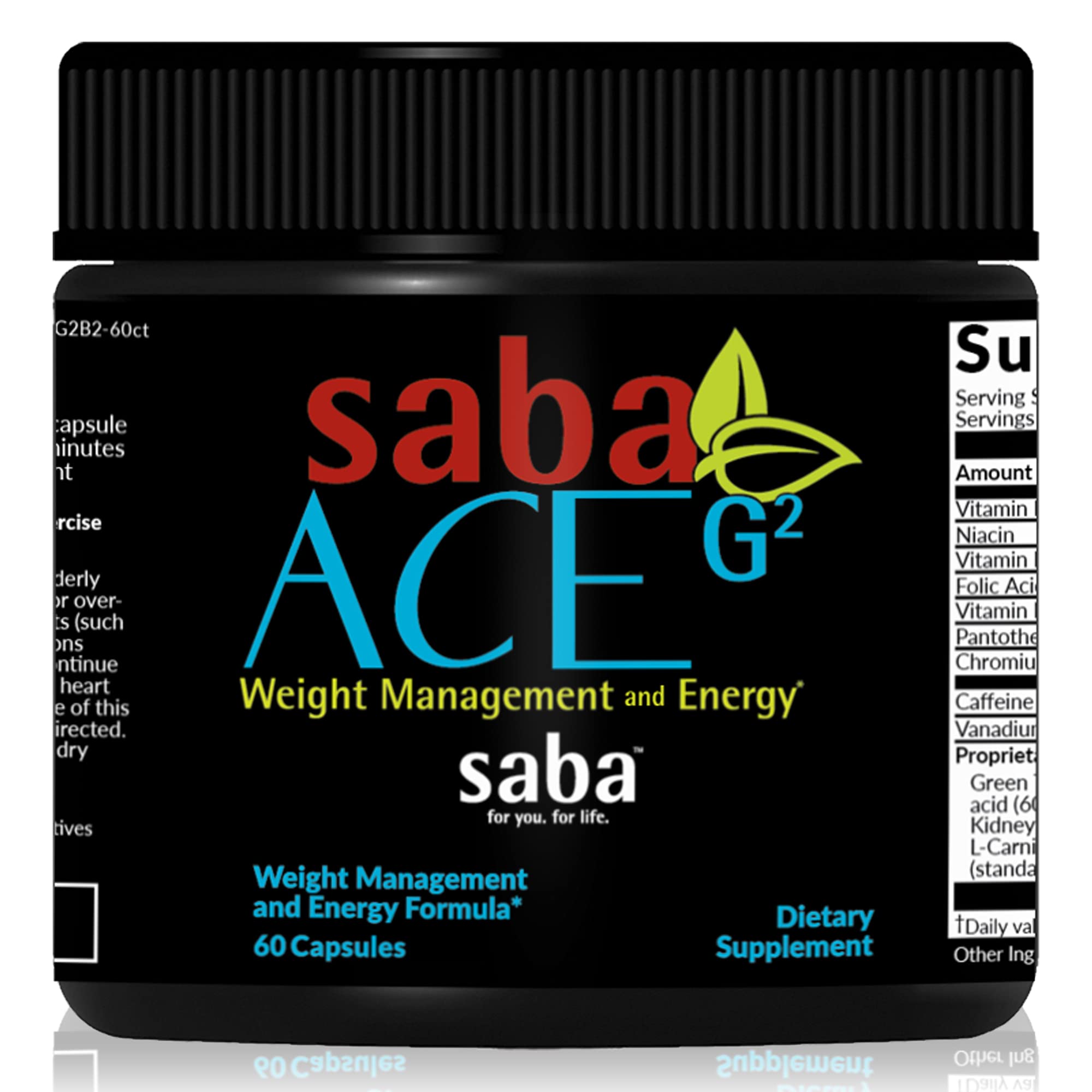 Saba frasco ACE G2 frente mostrando diseño y beneficio energía sostenida