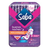 Saba empaque frontal Buenas Noches mostrando el diseño y cantidad de 120 unidades para tranquilidad