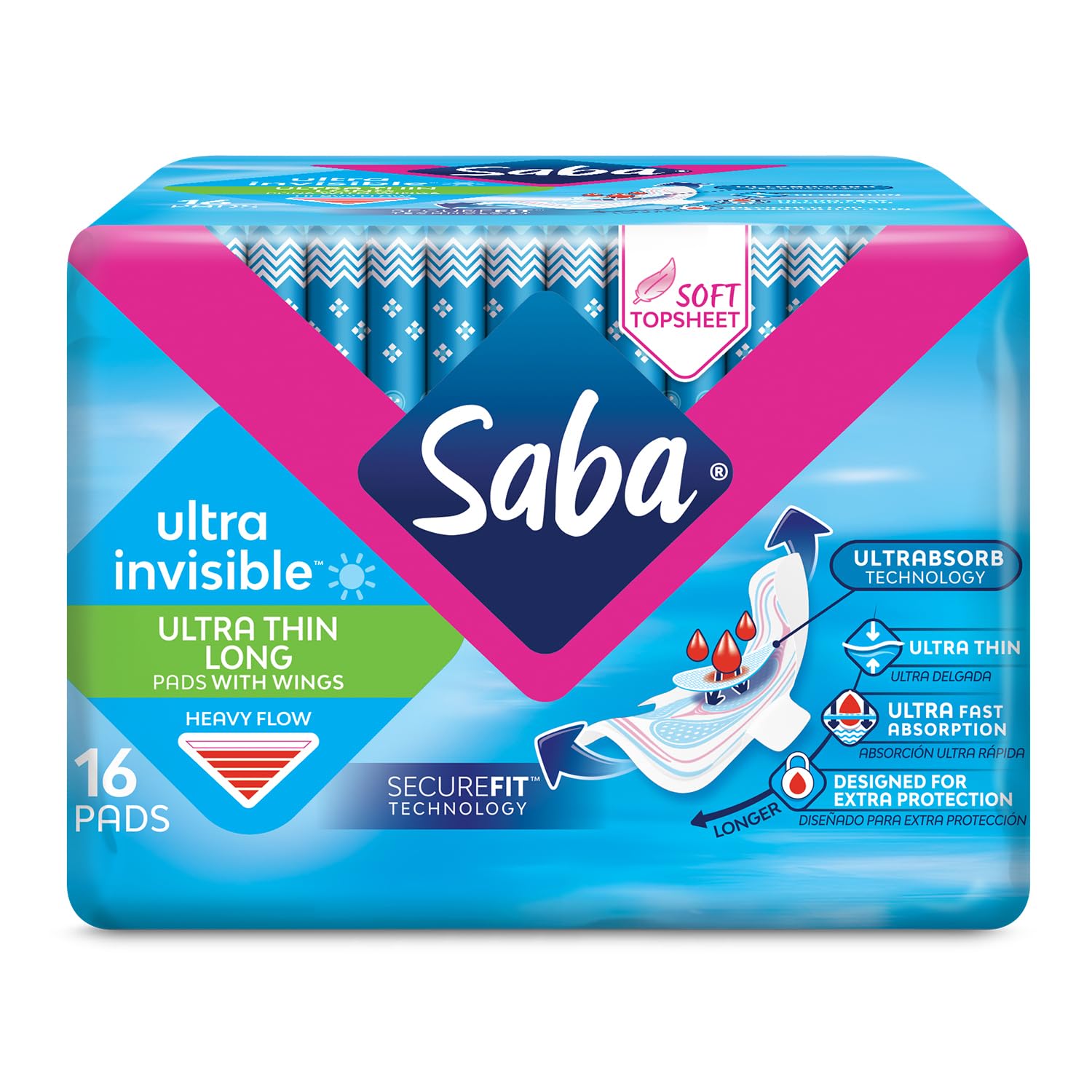 Saba empaque frontal mostrando el pack y beneficios de discreción