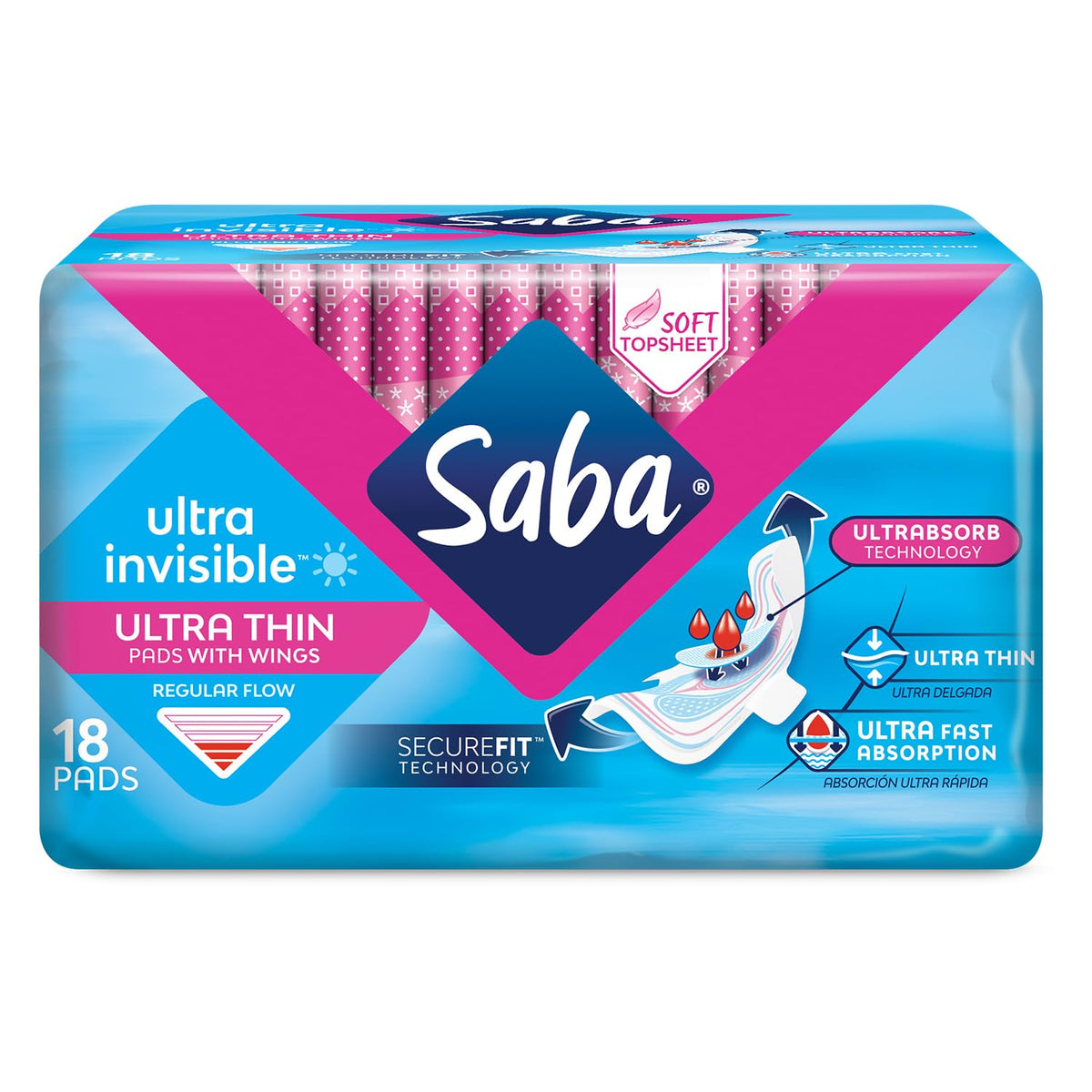 Saba empaque frontal que muestra cantidad y protección discreta