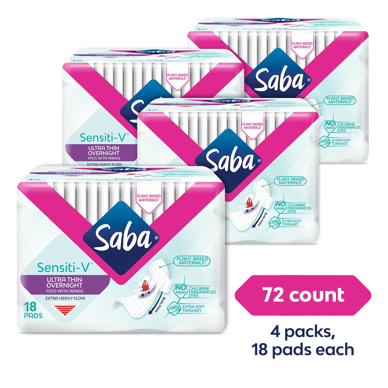 Saba toalla vista superior con alas extendidas, ajuste seguro y discreto