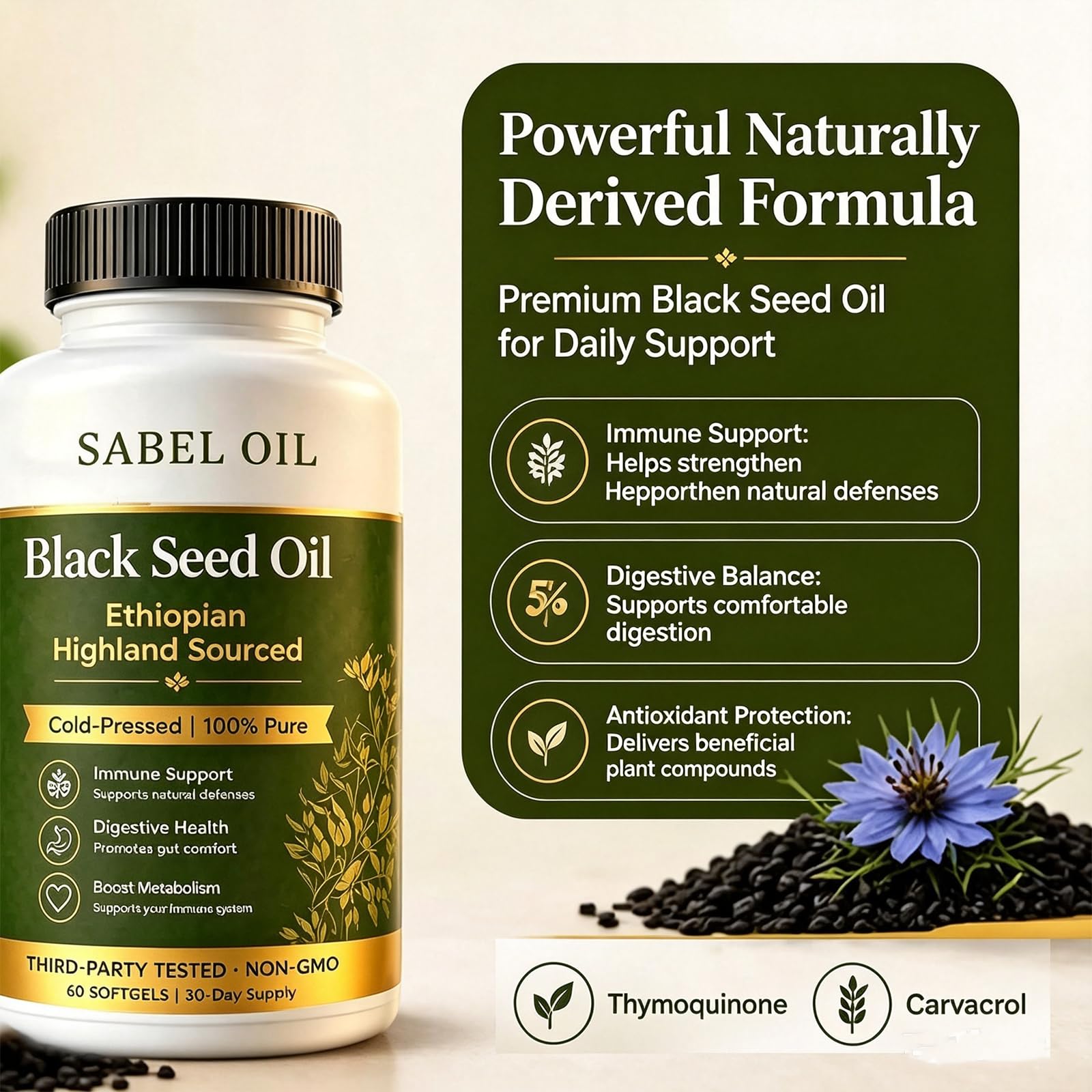Sabel Oil etiqueta indicando origen Etiopía 2026 y trazabilidad garantizada