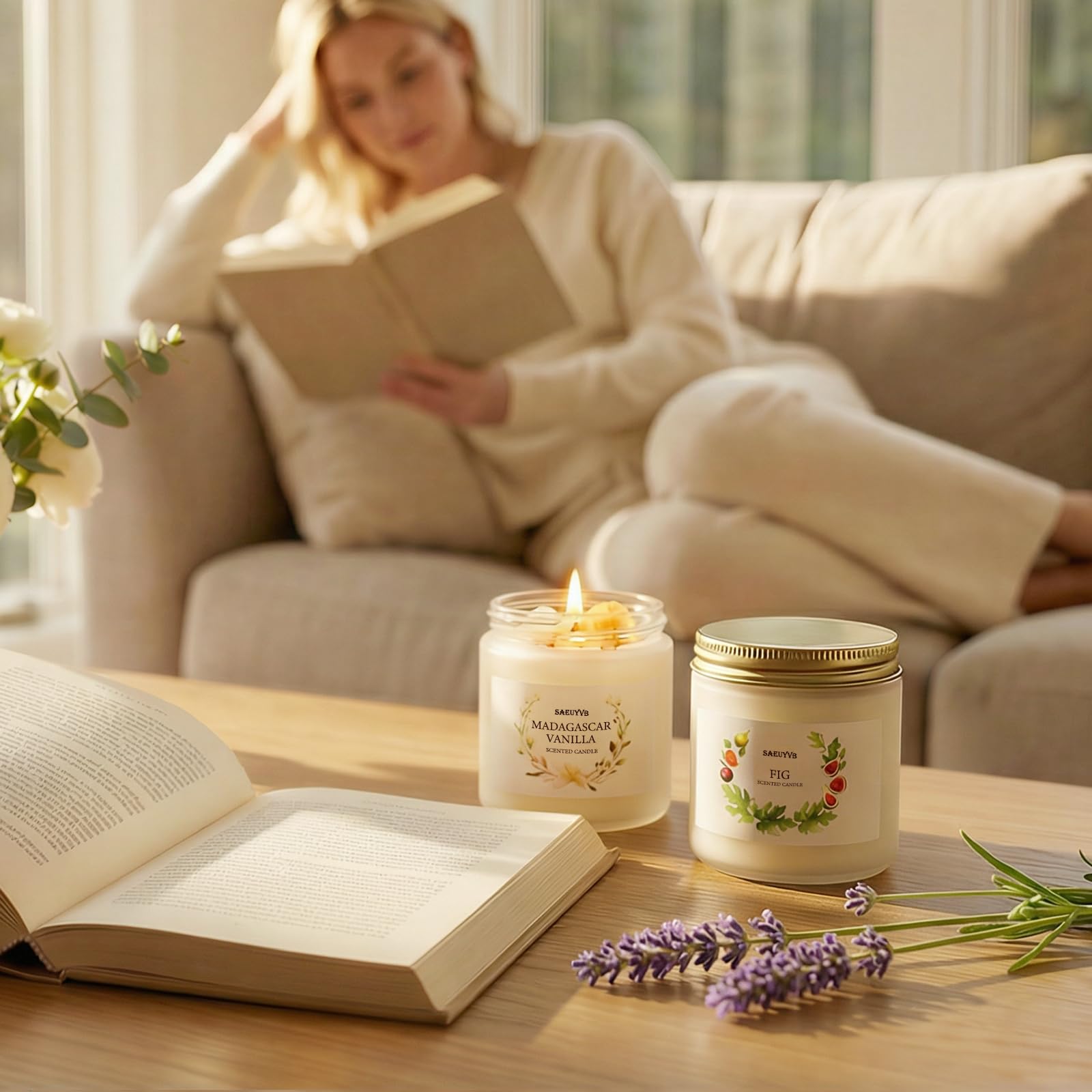 SAEUYVB caja regalo abierta con velas organizadas para regalar