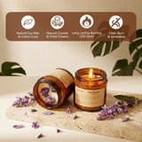 SAEUYVB primer plano de vela con cristal y flor seca mostrando detalle decorativo