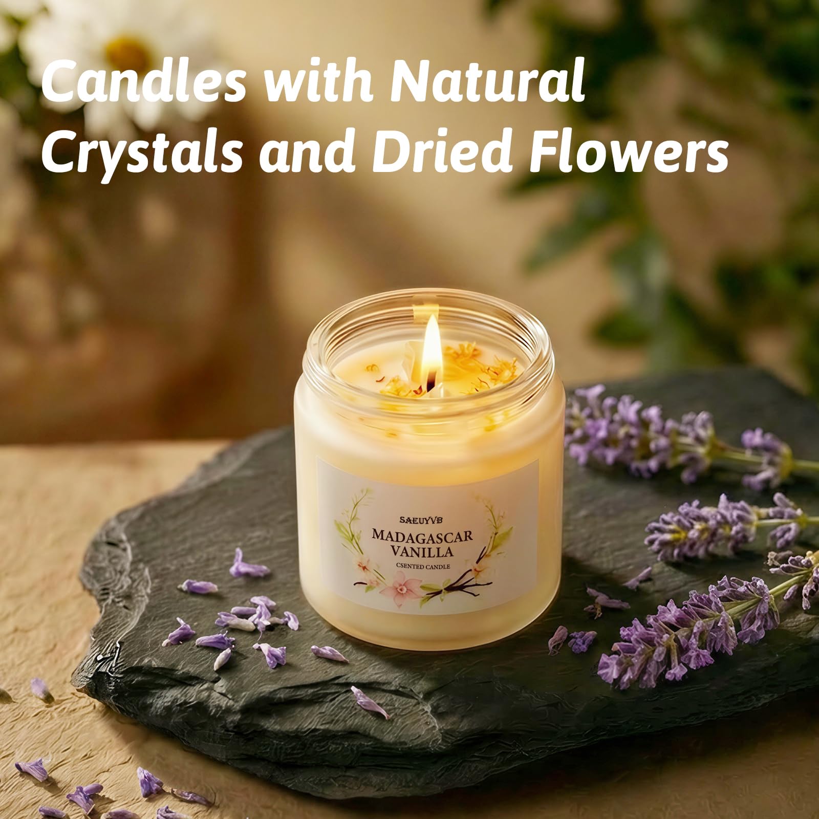 SAEUYVB vela encendida creando ambiente relajante y aroma duradero