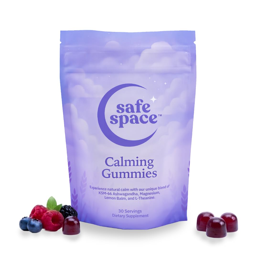 Safe Space bolsa frontal mostrando 60 gominolas y formato práctico para viajar