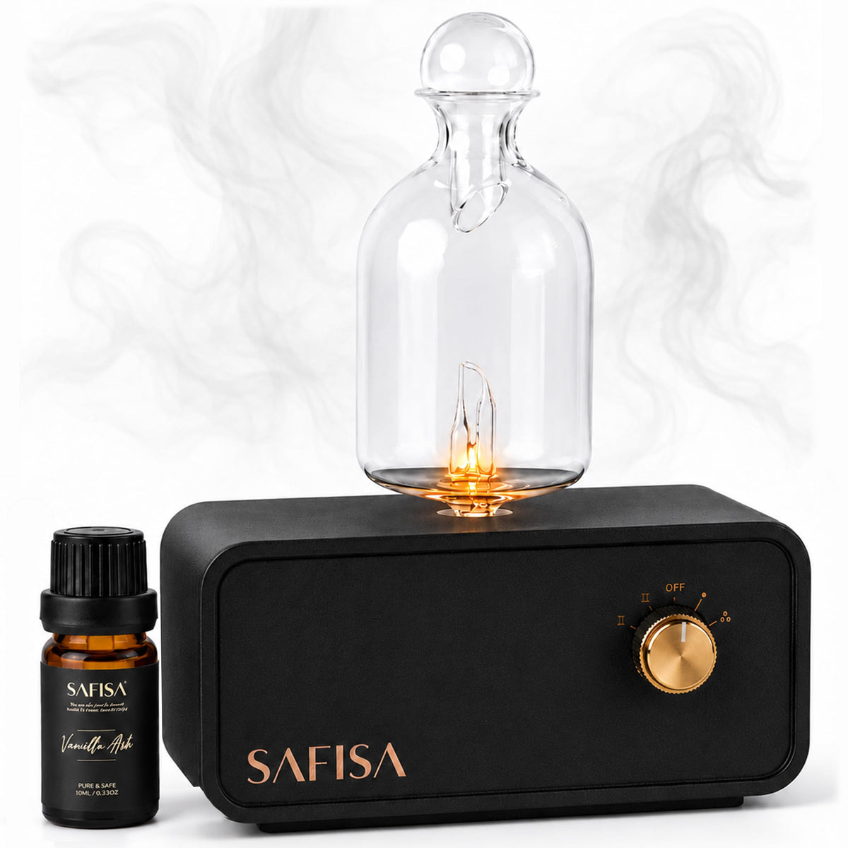 SAFISA difusor frontal madera y vidrio, aspecto premium y beneficio estético