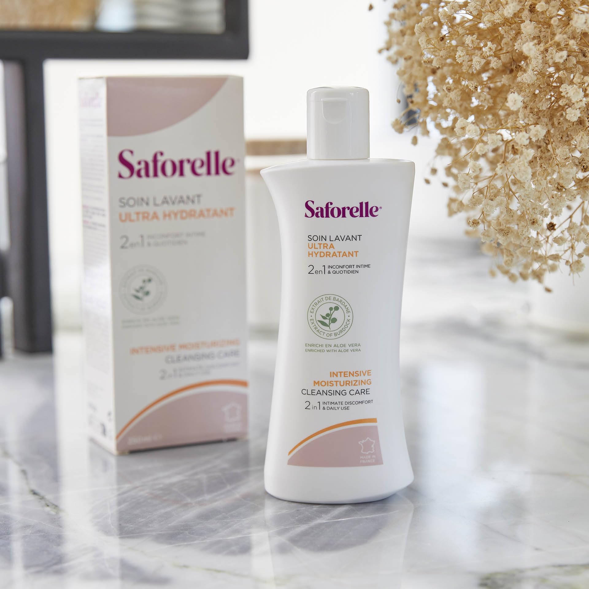 Saforelle ingredientes bardana y aloe para efecto calmante