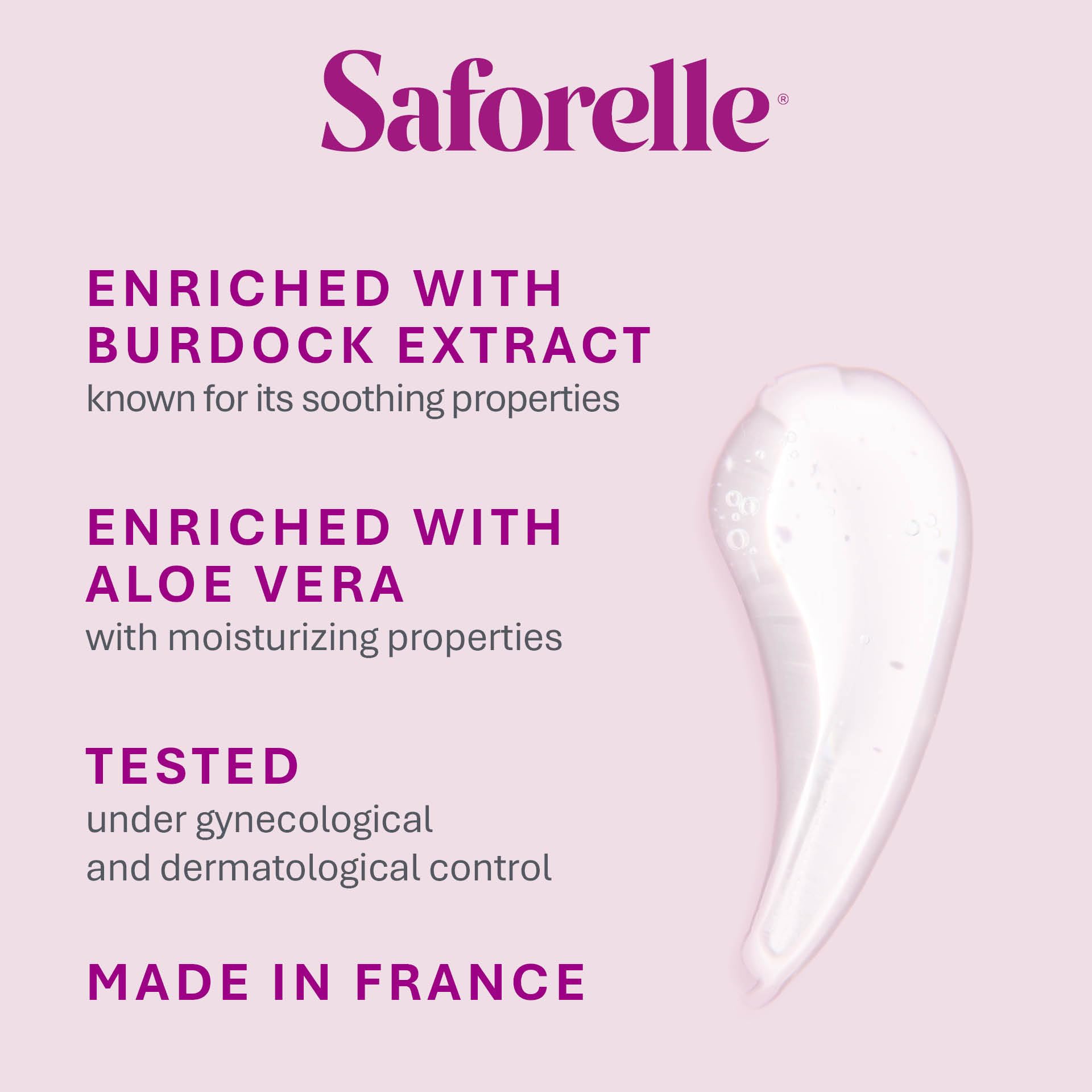 Saforelle producto en mano durante aplicación para uso externo