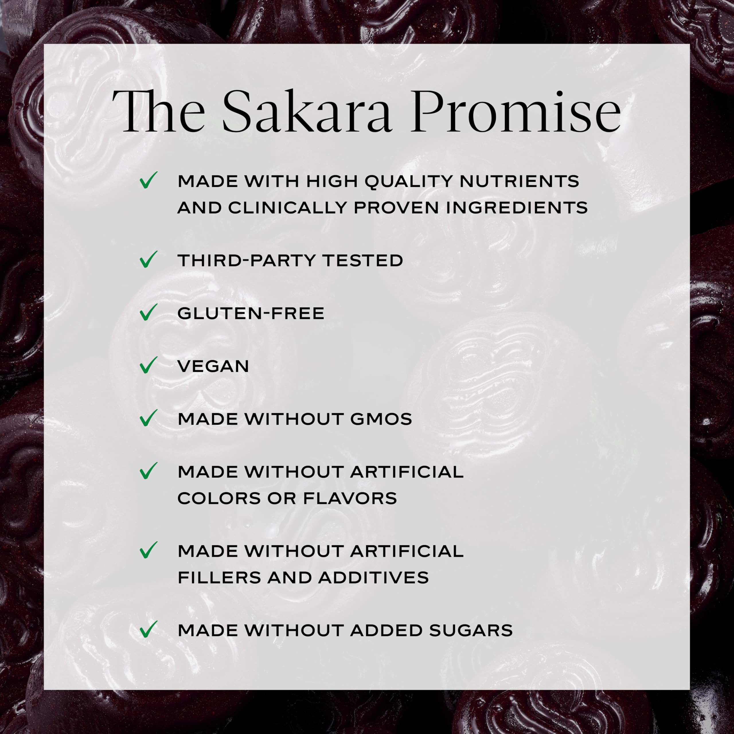 SAKARA etiqueta nutricional del envase para verificar ingredientes y calidad