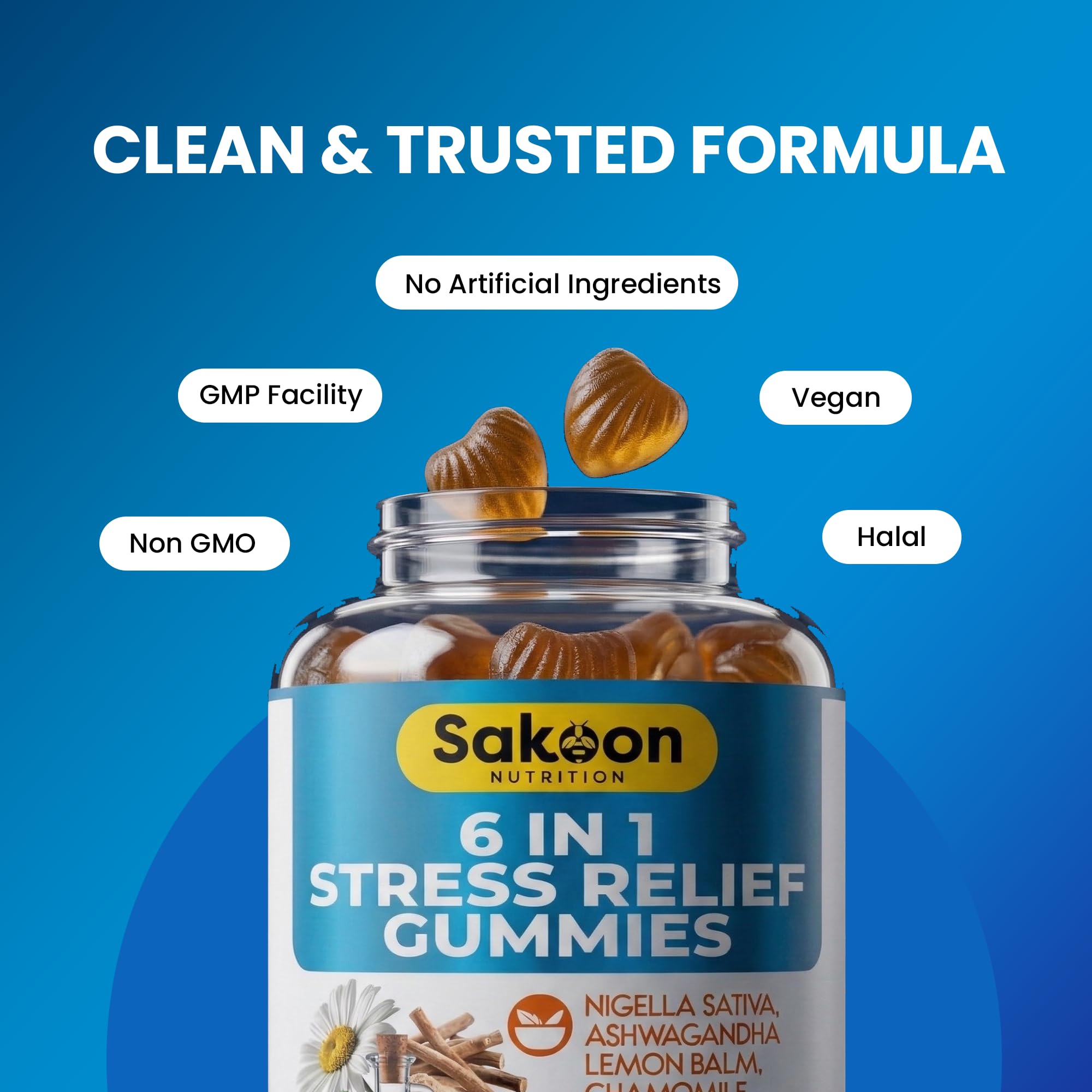 Sakoon nutrition gomita en mano demostrando tamaño portátil y fácil consumo
