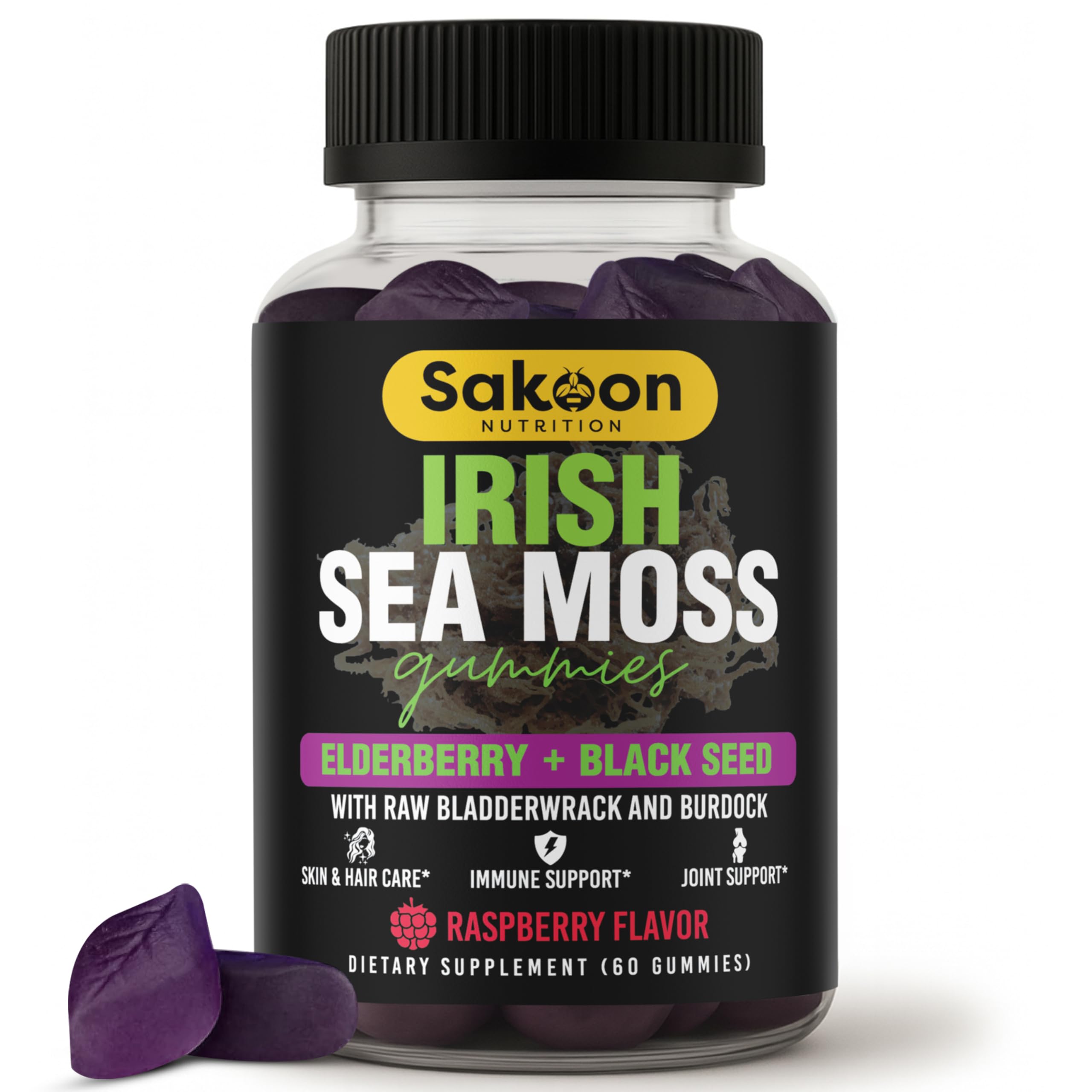 Sakoon nutrition frasco frontal mostrando etiqueta y cantidad de 60 gomitas