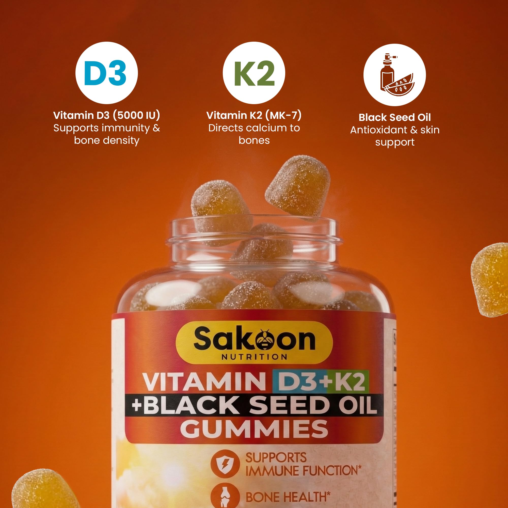 Persona sosteniendo gomita Sakoon Nutrition lista para tomar, facilita rutina diaria