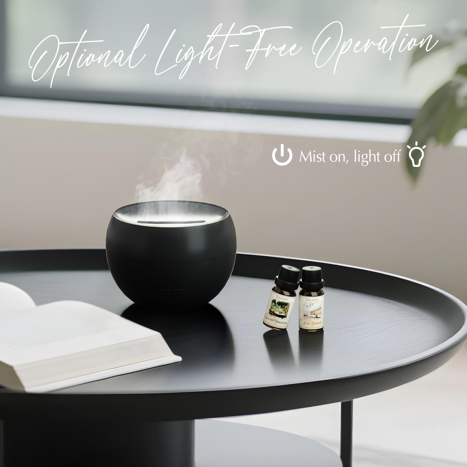 SALKING difusor negro vista de cerca mostrando acabado elegante y beneficios estéticos