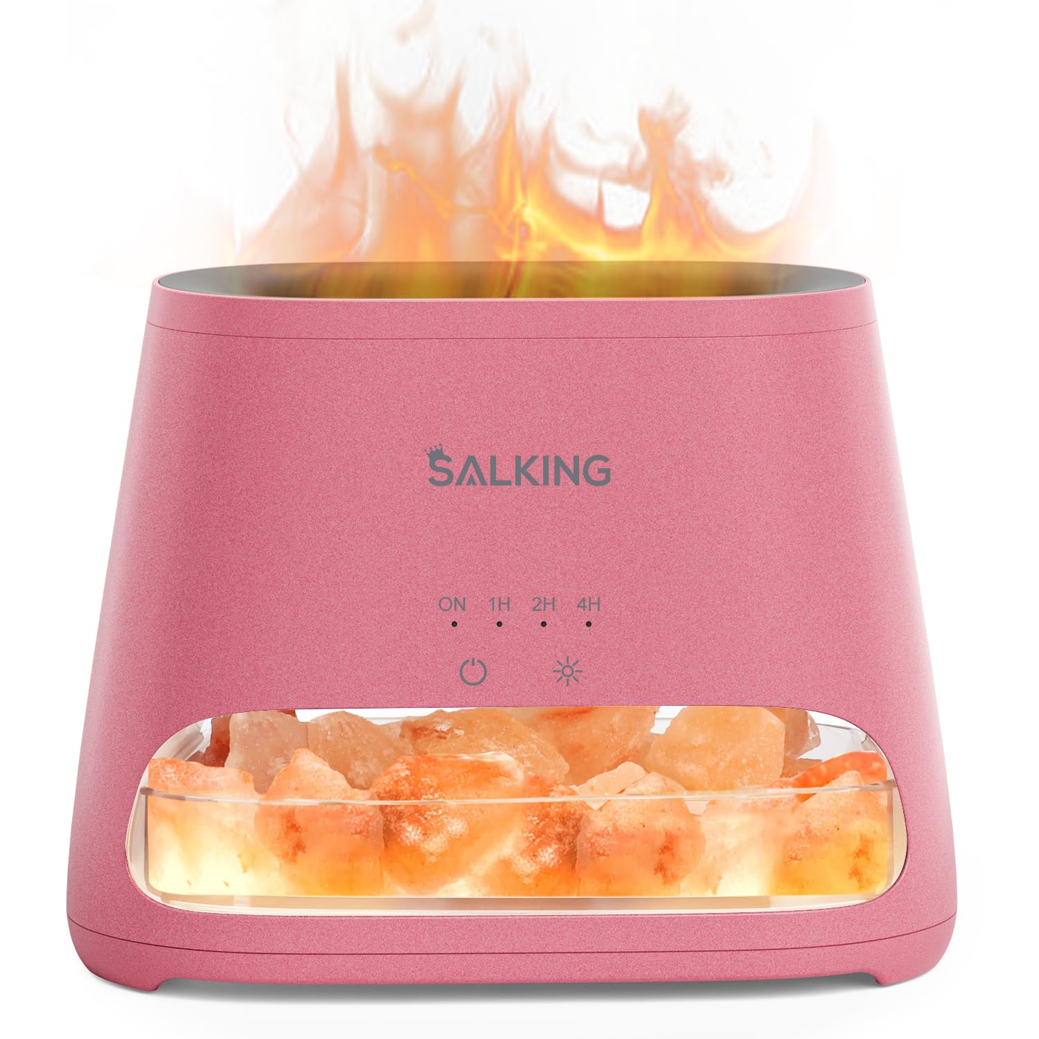 SALKING vista frontal del difusor lámpara de sal rosa con brillo ambiente