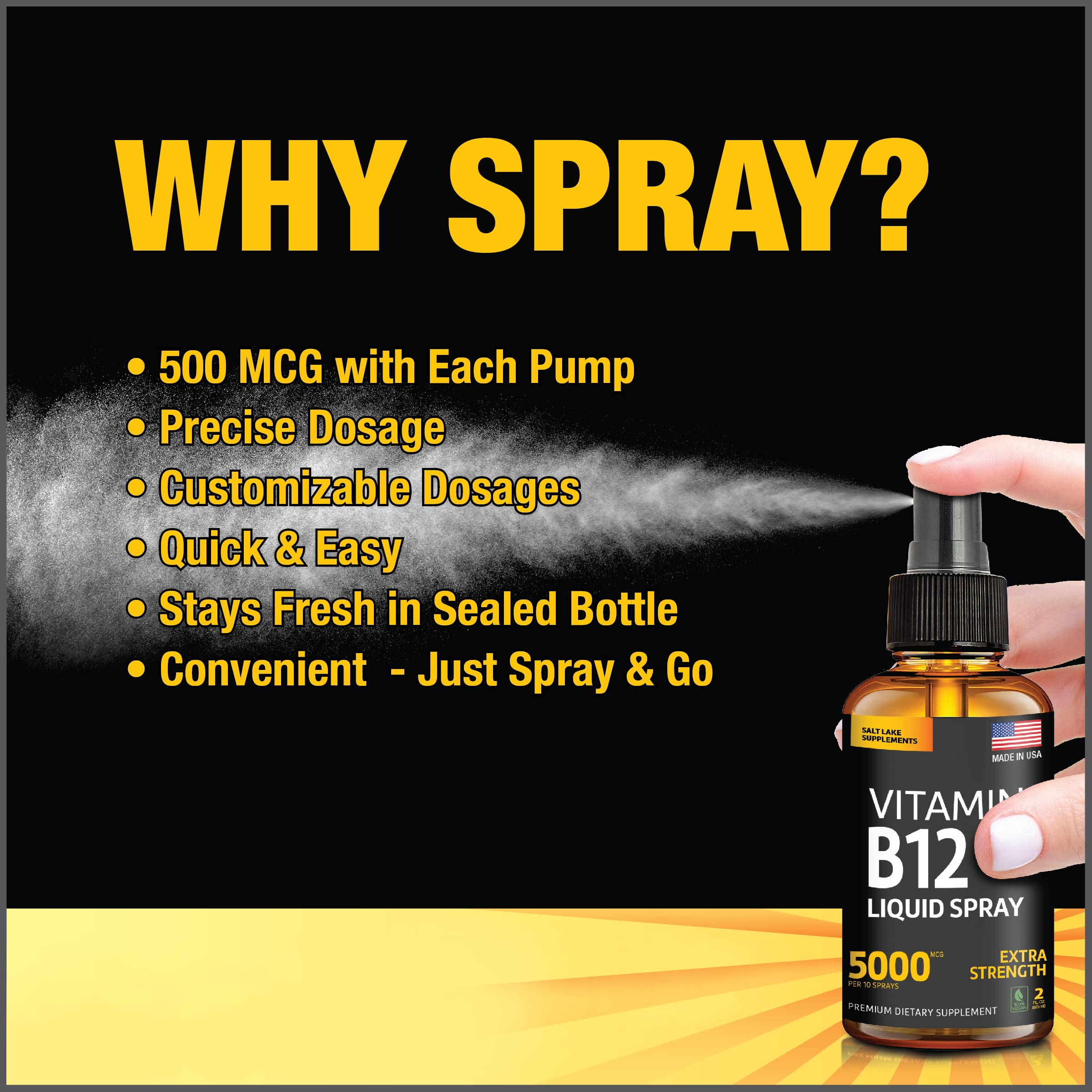 Salt Lake Supplements detalle del botón spray, dosificación precisa y limpia