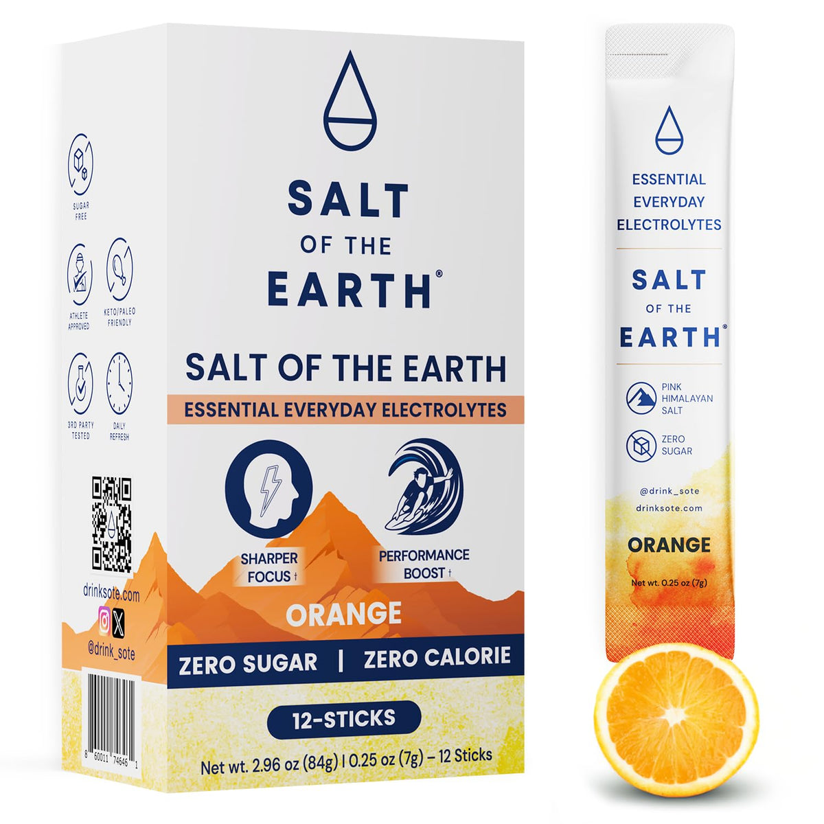 Salt of the Earth packaging frontal mostrando sticks y beneficios de hidratación