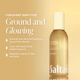 Saltair etiqueta Shea Soleil en primer plano comunicando aroma gourmand cálido