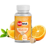 SaltStick botella frontal mostrando 60 comprimidos, beneficio portabilidad