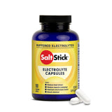 SaltStick envase frontal mostrando 100 cápsulas y beneficios para deportistas