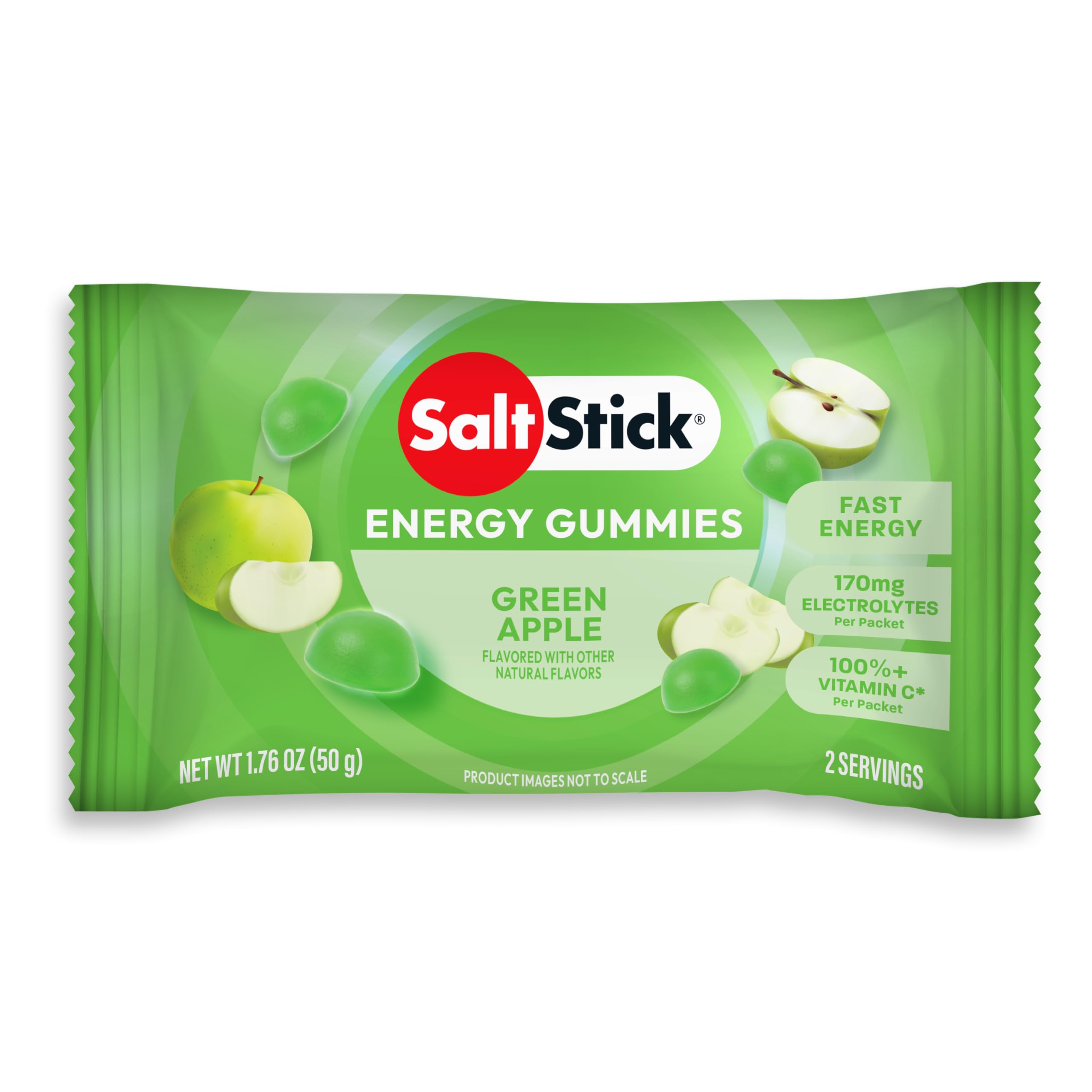 SaltStick empaque frontal manzana verde, energético portátil para entrenar