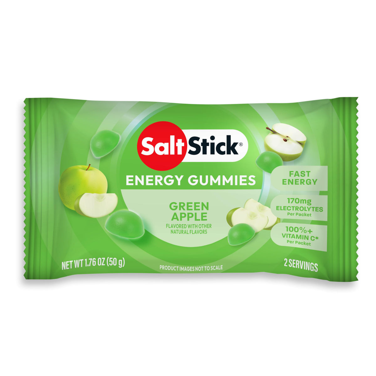 SaltStick empaque frontal manzana verde, energético portátil para entrenar