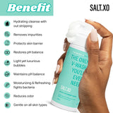 salt.xo etiqueta con ingredientes visibles y beneficios para cuidado íntimo equilibrado