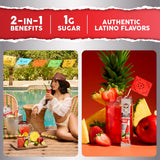 Primer plano de un sobre Salud x Jarritos con etiqueta clara y portátilidad