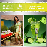 Salud x Jarritos polvo textura cercana, evidencia de mezcla rápida