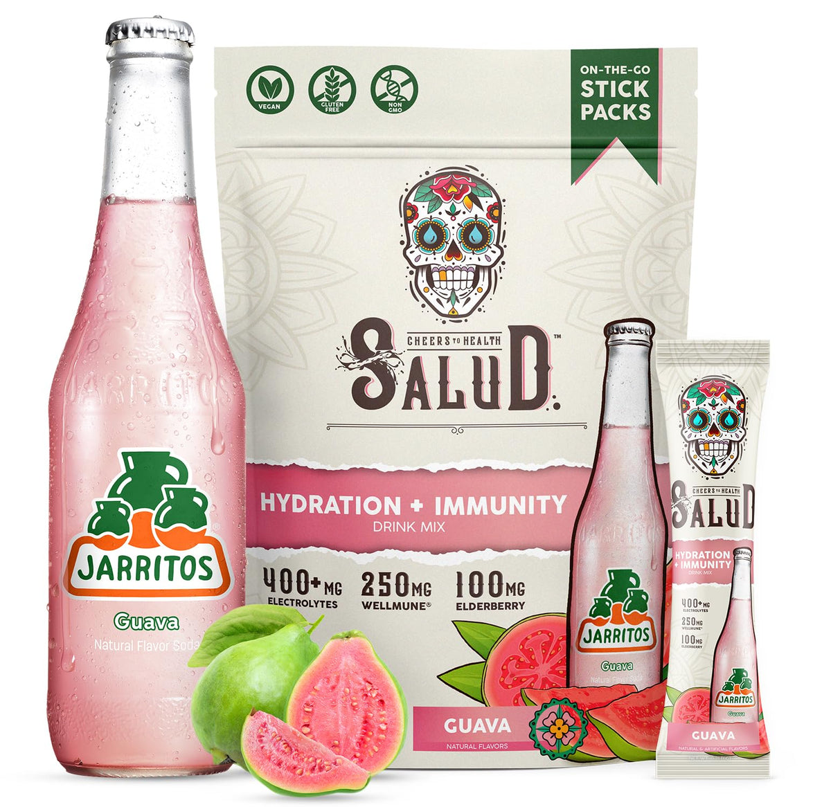 Taste Salud frente del empaque mostrando diseño y guayaba