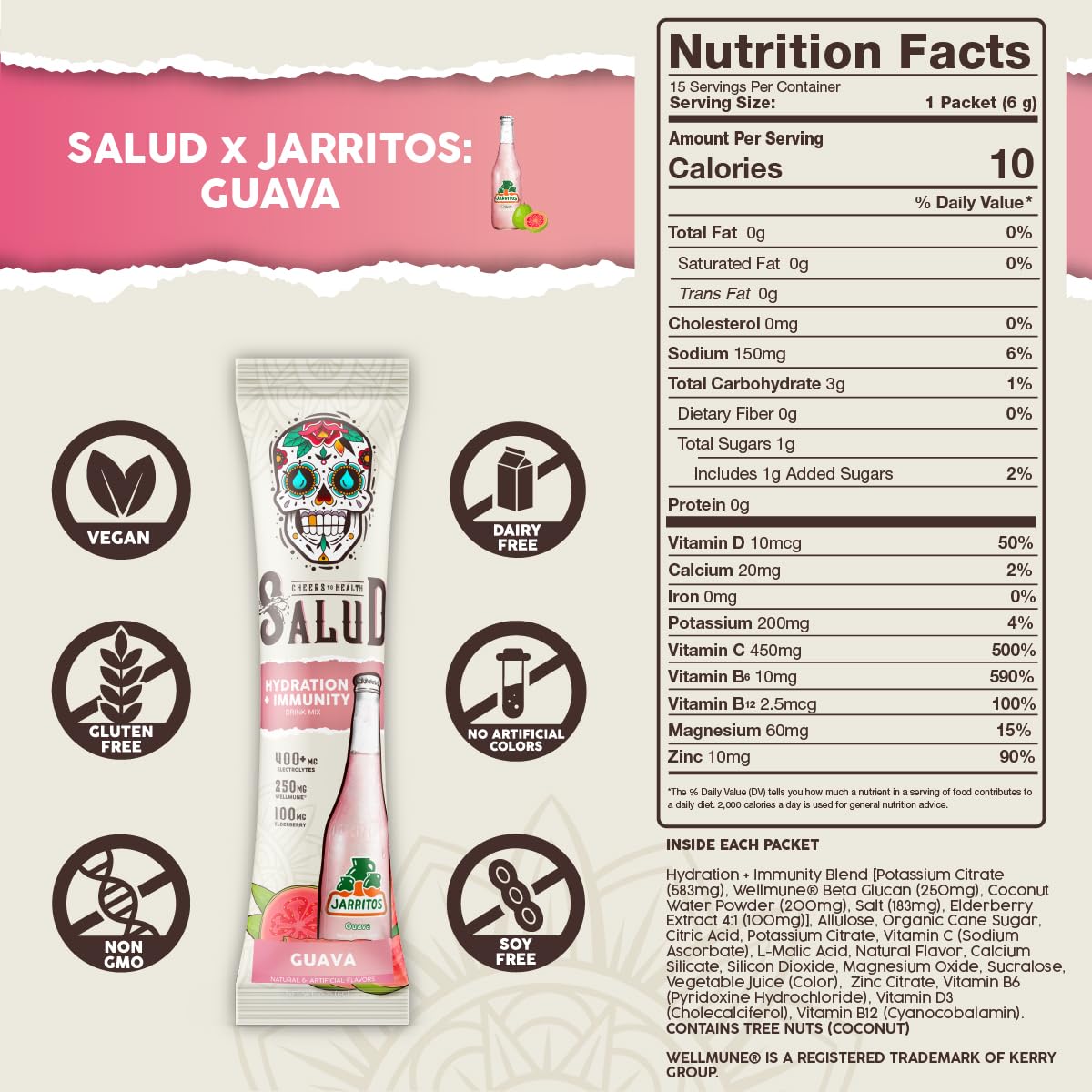 Taste Salud polvo fino de guayaba enfatizando fácil disolución