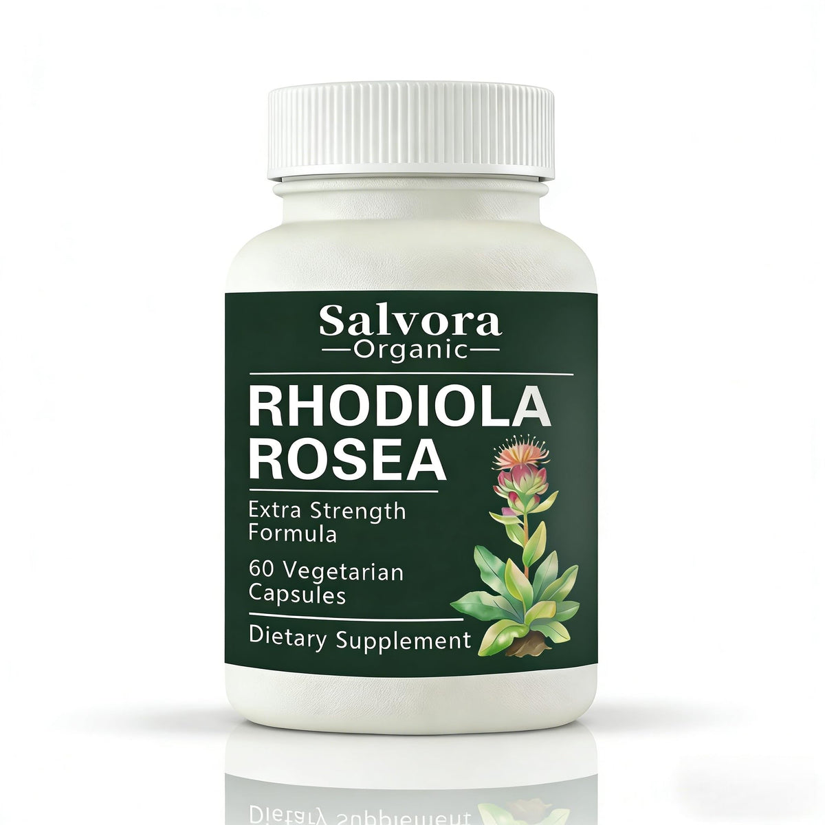 Salvora Organic frasco frontal mostrando la marca y beneficios principales