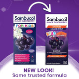 Sambucol etiqueta con información de ingredientes y beneficios claros