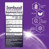 Sambucol jarabe oscuro mostrando textura y apariencia apetecible